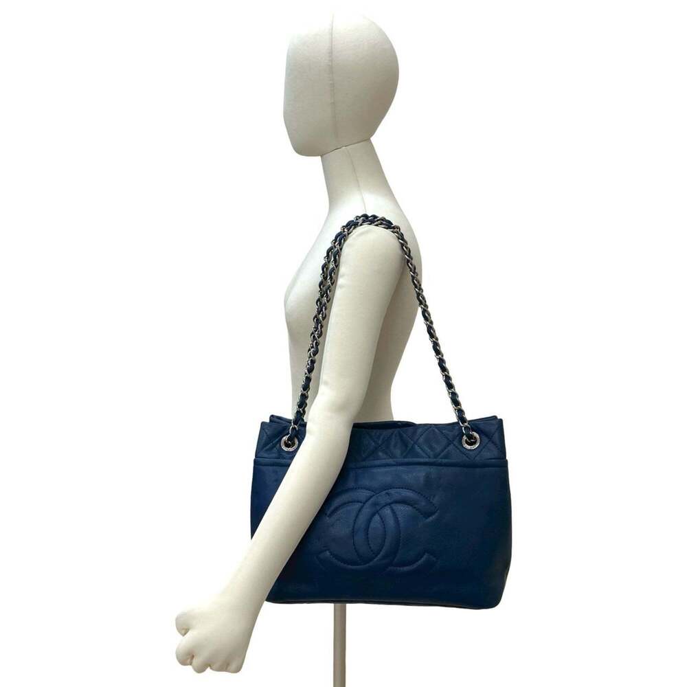 CHANEL Blue Caviar Leather Logo Tote Bag - Picture 2 of 10